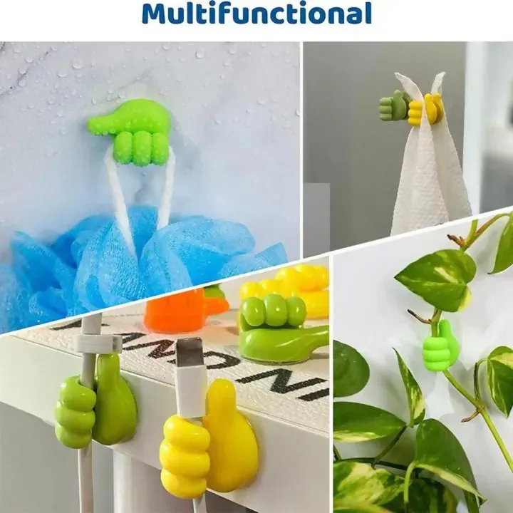 10 Pcs Multifunctional Clip Holder Thumb Hooks Wire Organizer Wall Hooks Hanger Strong Wall Holder for Kitchen Bathroom New Self-Adhesive Wall Decoration