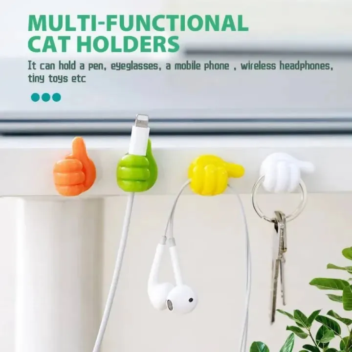 10 Pcs Multifunctional Clip Holder Thumb Hooks Wire Organizer Wall Hooks Hanger Strong Wall Holder for Kitchen Bathroom New Self-Adhesive Wall Decoration
