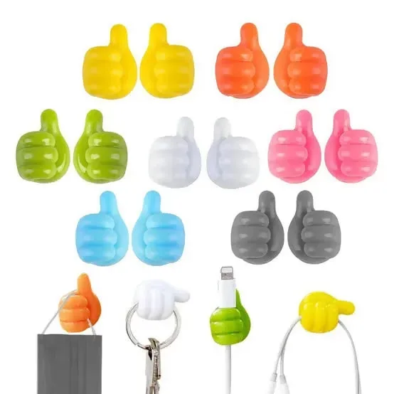 10 Pcs Multifunctional Clip Holder Thumb Hooks Wire Organizer Wall Hooks Hanger Strong Wall Holder for Kitchen Bathroom New Self-Adhesive Wall Decoration
