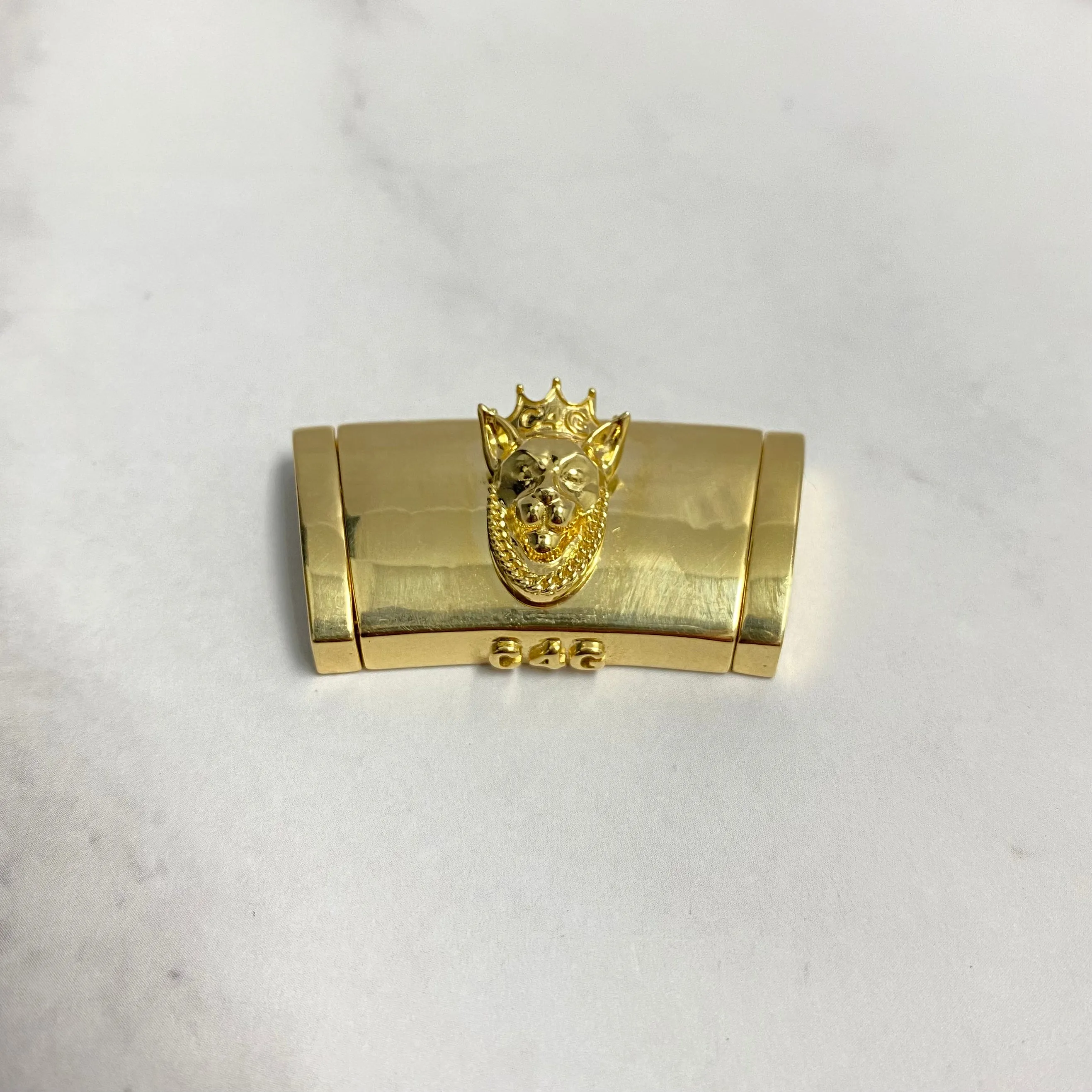 10K Yellow Gold Plain Sleek Lock With Panther / 21.7gr / 17mm / 1.3in