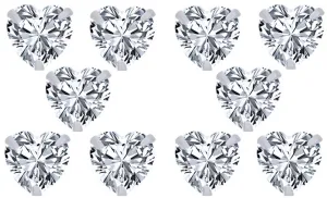 14k White Gold Plated 2Ct Heart White Sapphire Set Of Five Stud Earrings