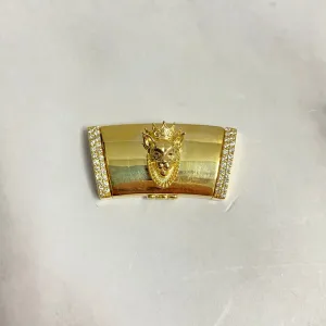 14K Yellow Gold Diamond On The Size Sleek Lock With Panther / 24.3gr / 17mm / 1.3in
