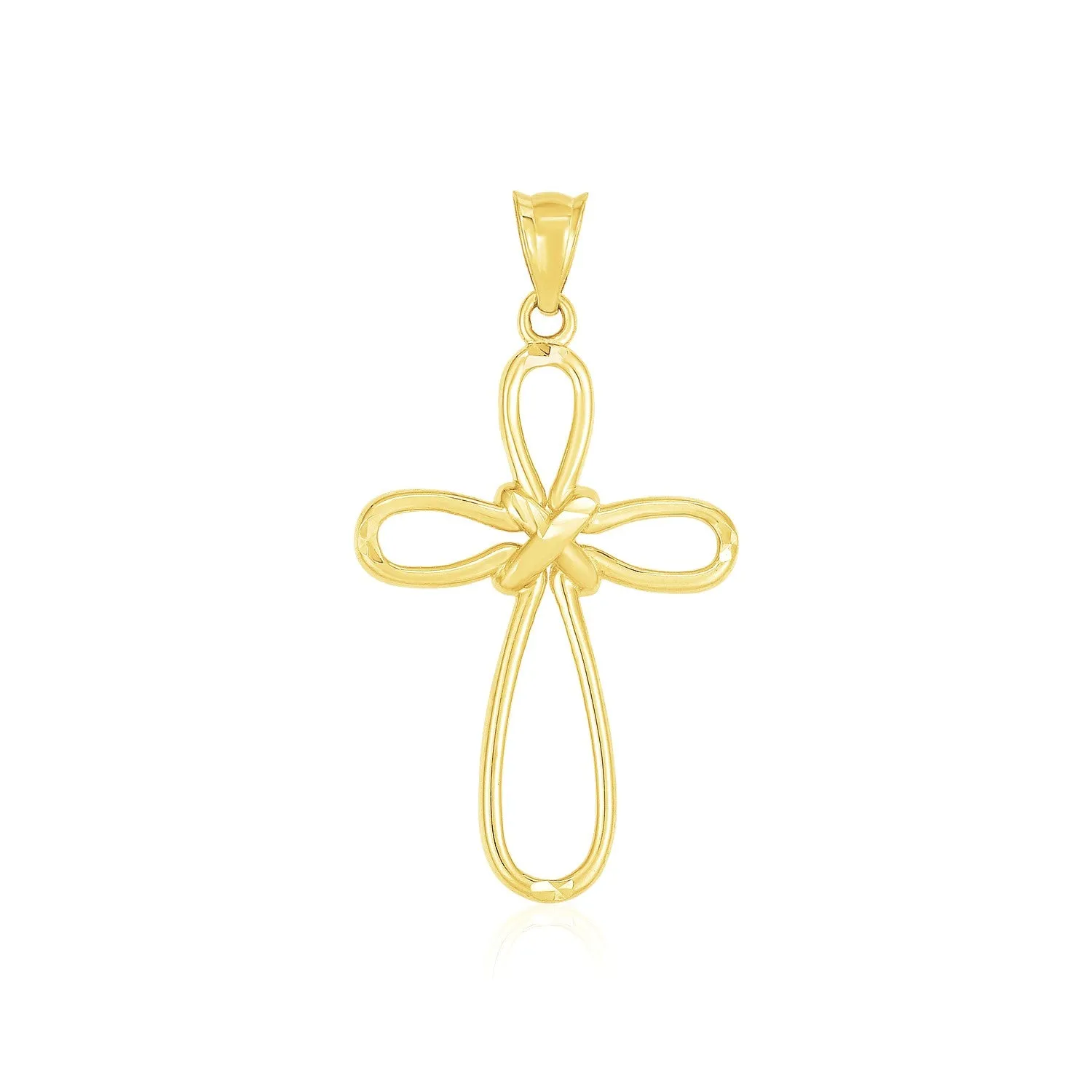 14k Yellow Gold Looped Knot Style Cross Pendant