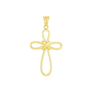 14k Yellow Gold Looped Knot Style Cross Pendant
