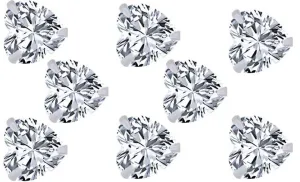18k White Gold Plated 1/2Ct Heart White Sapphire Set Of Four Stud Earrings