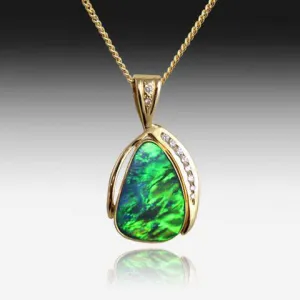 18kt Yellow Gold Black Opal and Diamond pendant