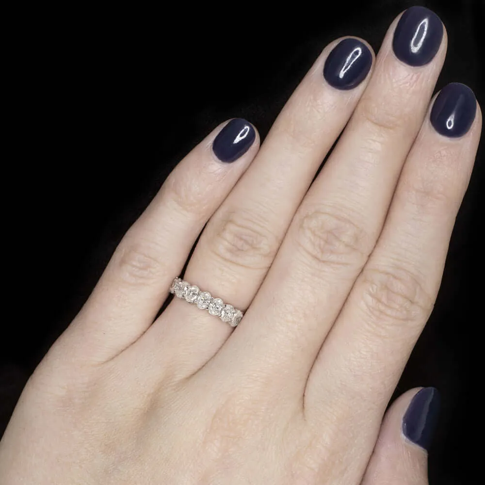 3.80ct OVAL SHAPE LAB CREATED DIAMOND WEDDING BAND ETERNITY RING STACKING 3.5ct