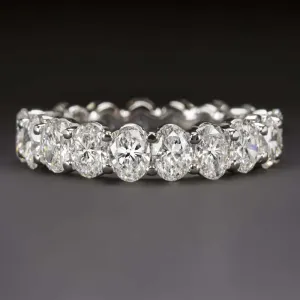 3.80ct OVAL SHAPE LAB CREATED DIAMOND WEDDING BAND ETERNITY RING STACKING 3.5ct
