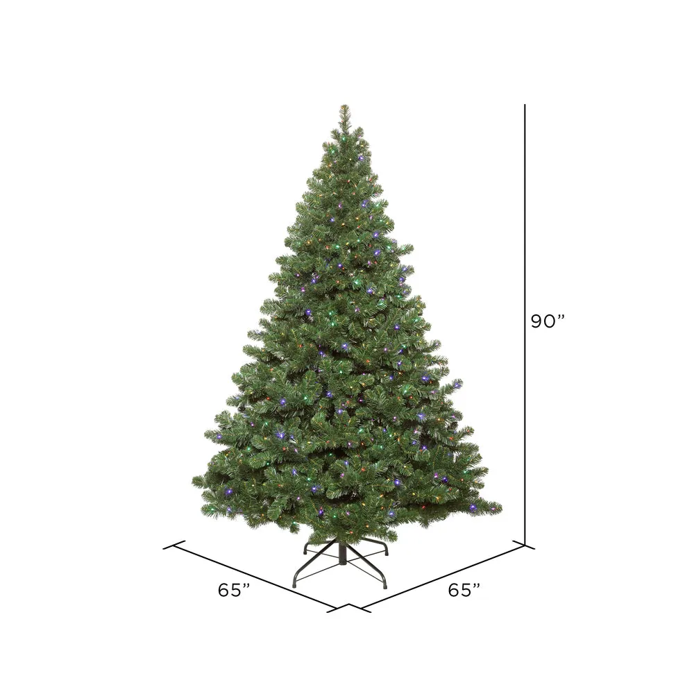 7.5' Oregon Fir Artificial Christmas Tree Wide Angle Single Mold Colored LED