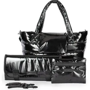 7AM Voyage - Waterproof Capri Diaper Bag with Crossbody Straps, Black Polar