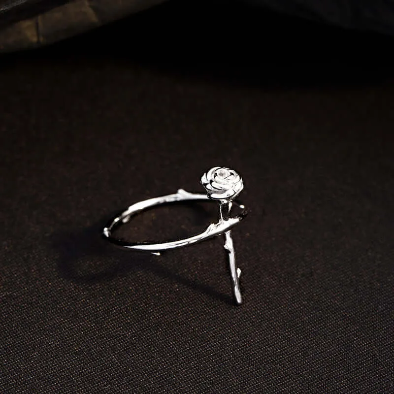 925 Silver Thorn Rose Ring