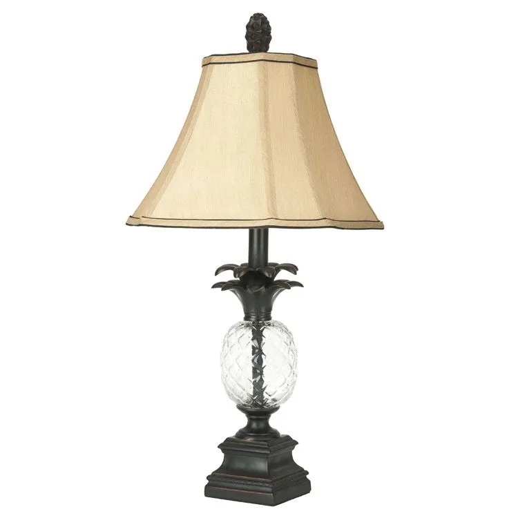 Alanna Single-Light Glass Pineapple Table Lamp - Black/Clear