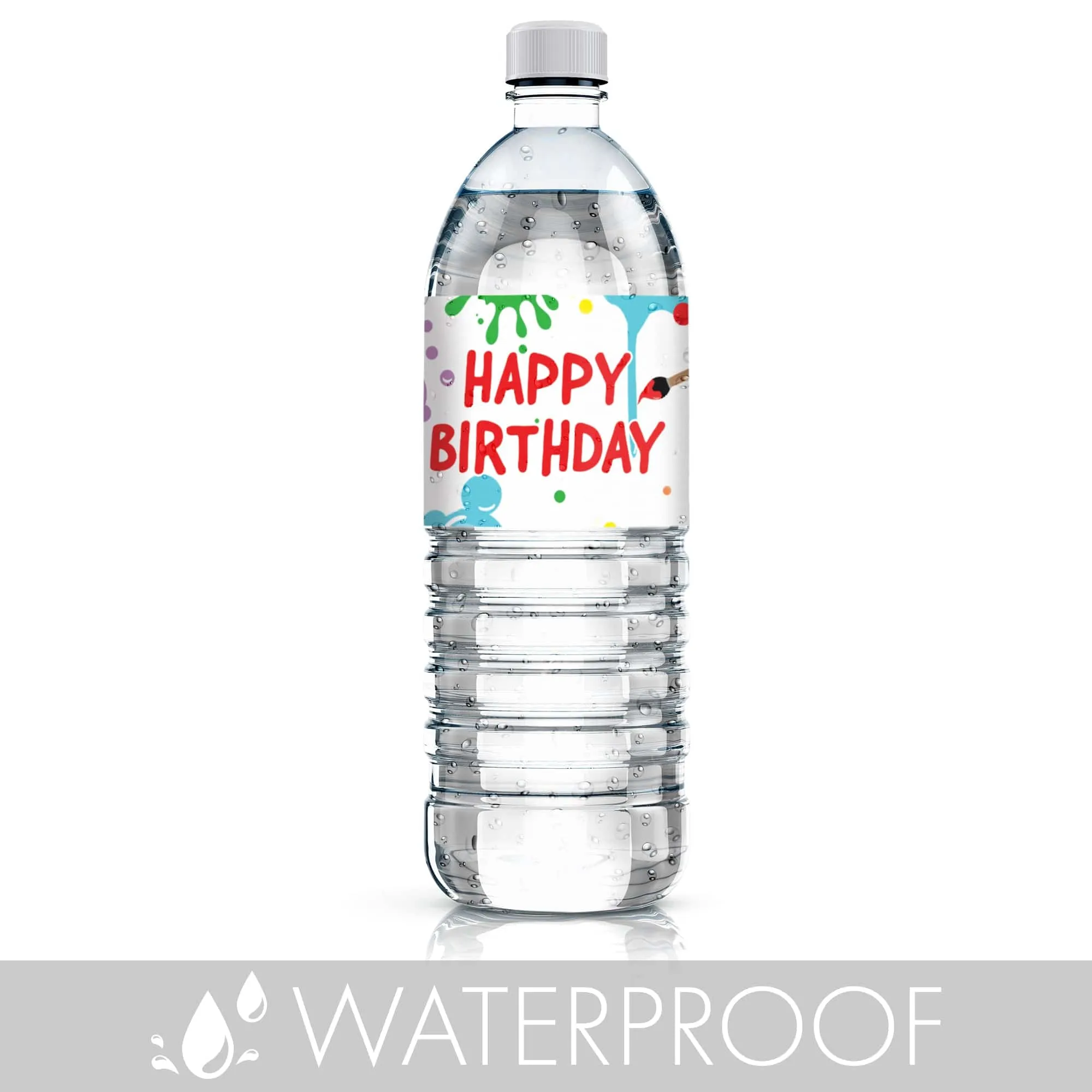 Art & Painting: Kid's Birthday -  Water Bottle Labels - 24 Waterproof Stickers