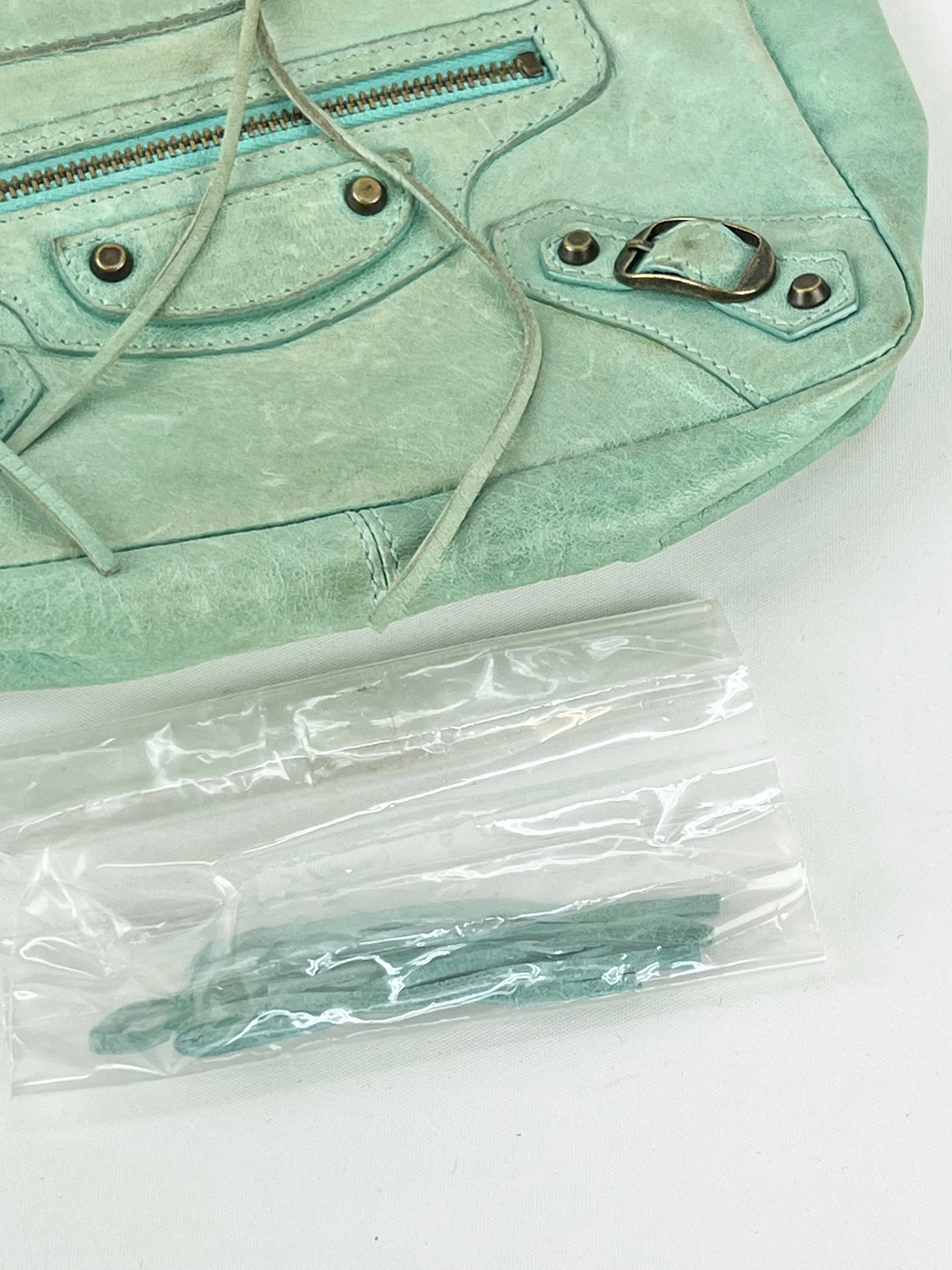 Balenciaga Small Green Leather Zippered Purse