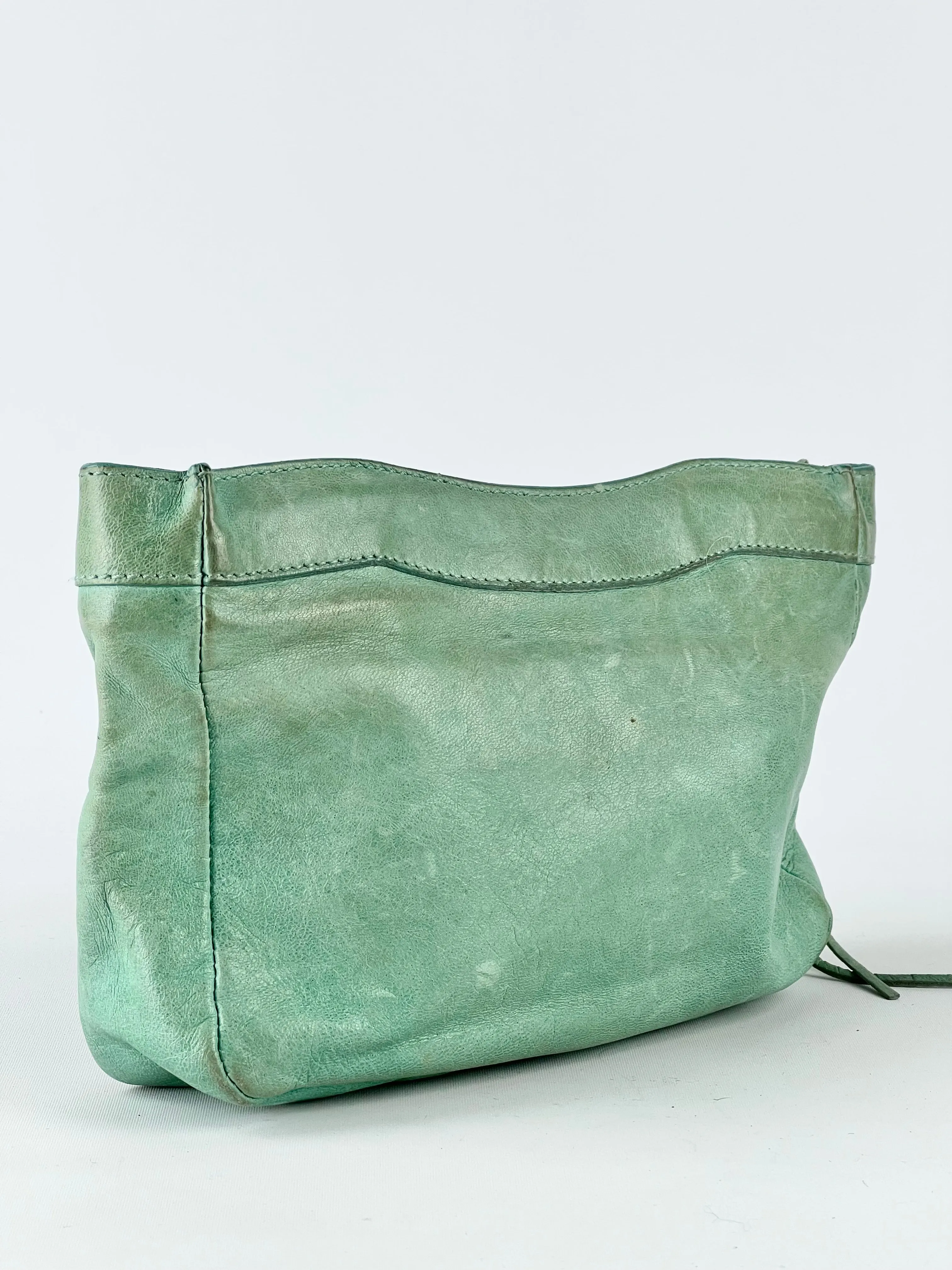 Balenciaga Small Green Leather Zippered Purse