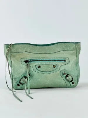 Balenciaga Small Green Leather Zippered Purse