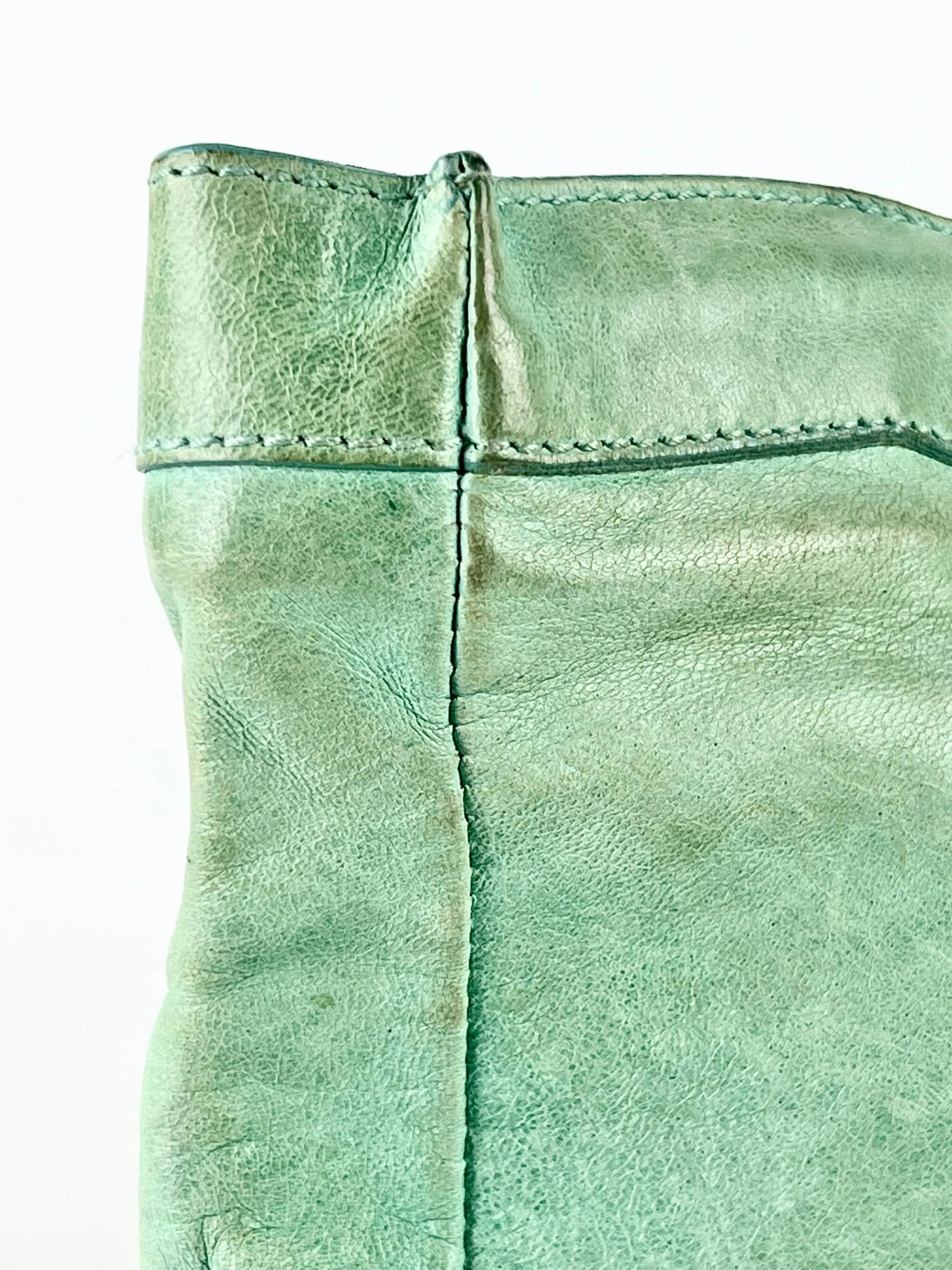 Balenciaga Small Green Leather Zippered Purse