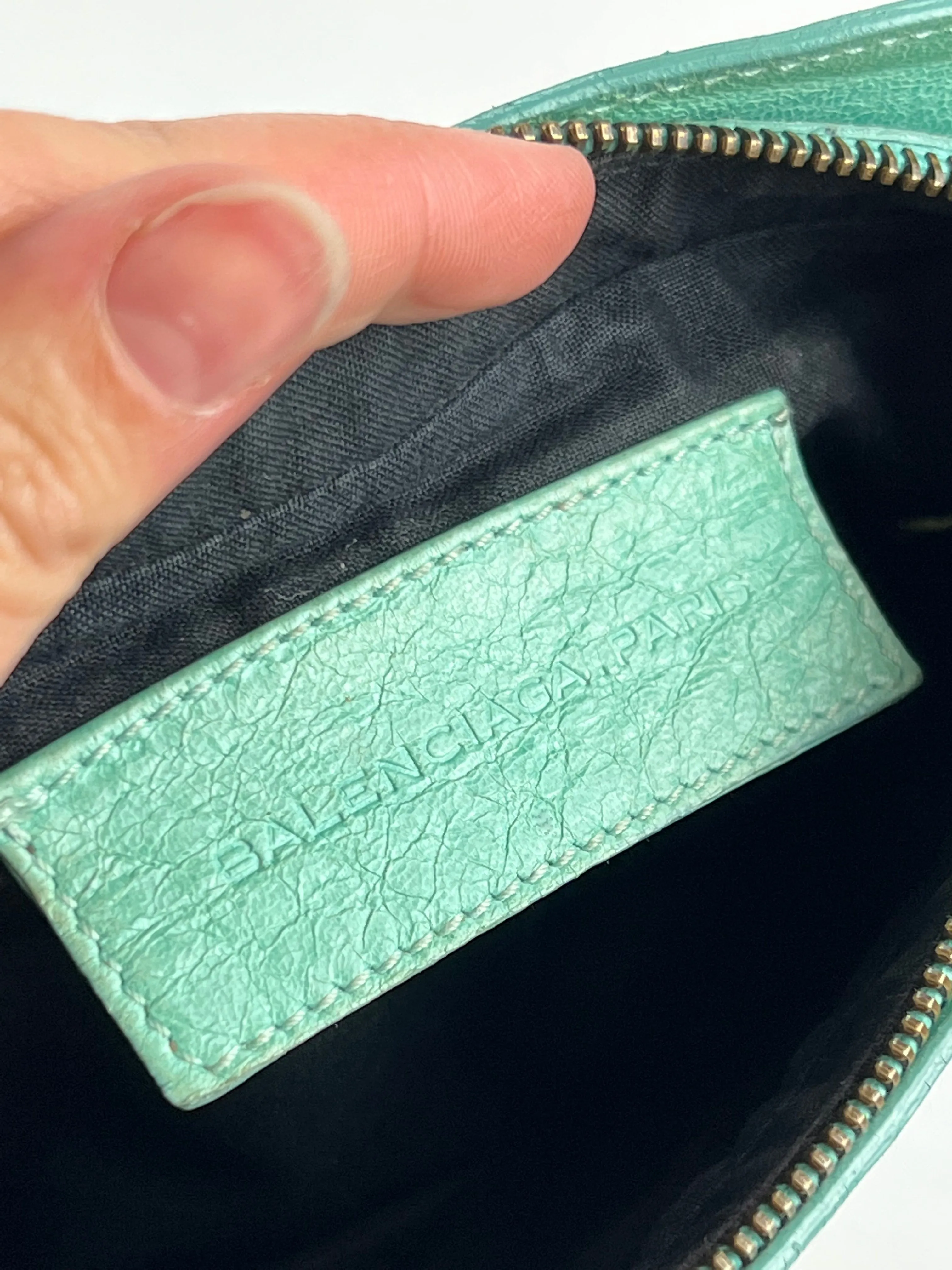 Balenciaga Small Green Leather Zippered Purse