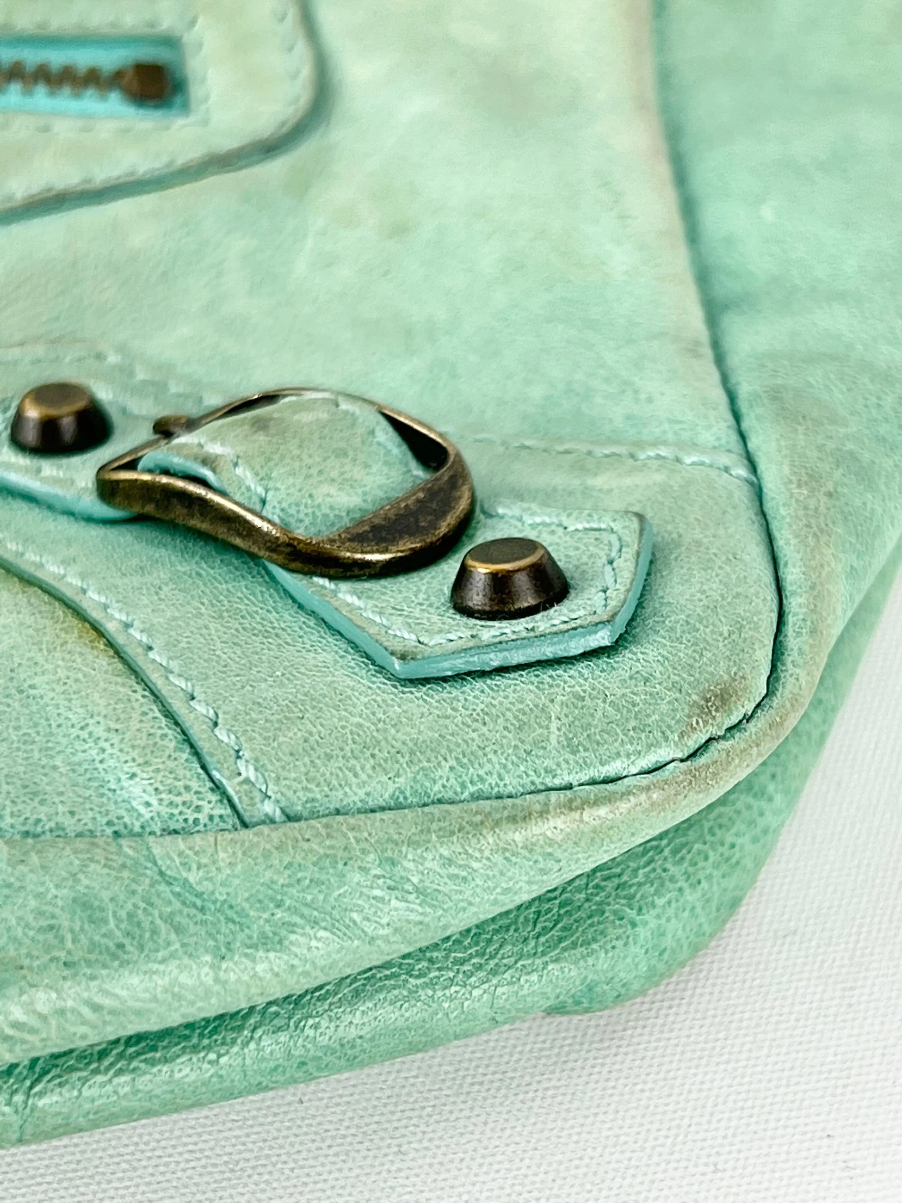 Balenciaga Small Green Leather Zippered Purse