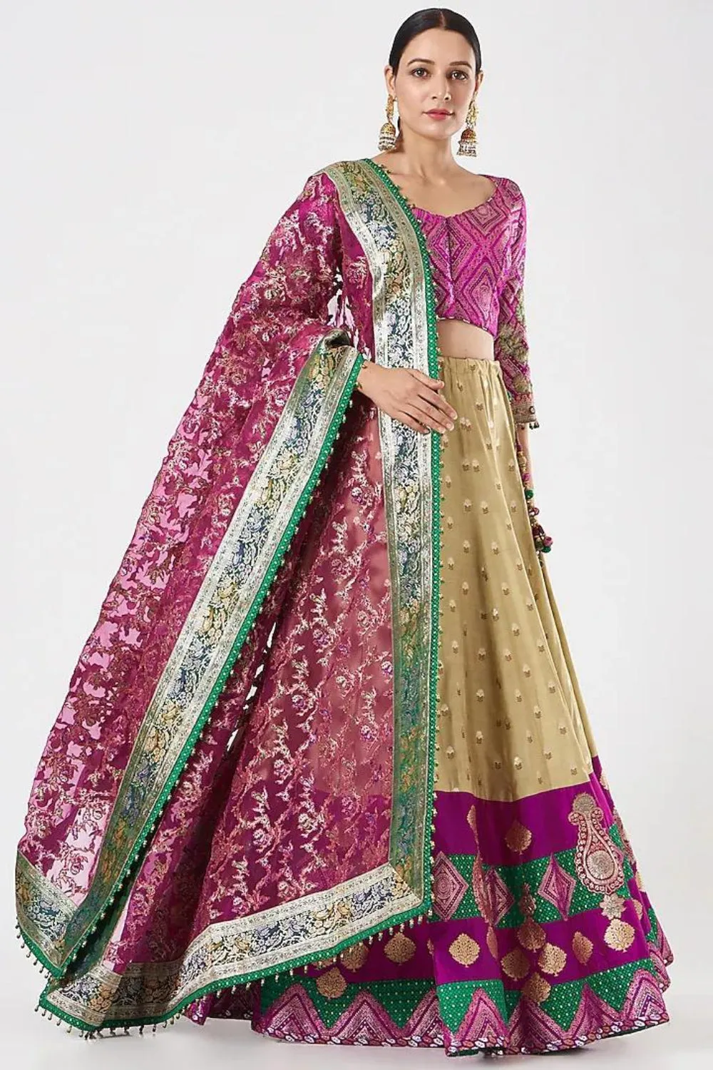 Beige Pure Pink Lehenga Set