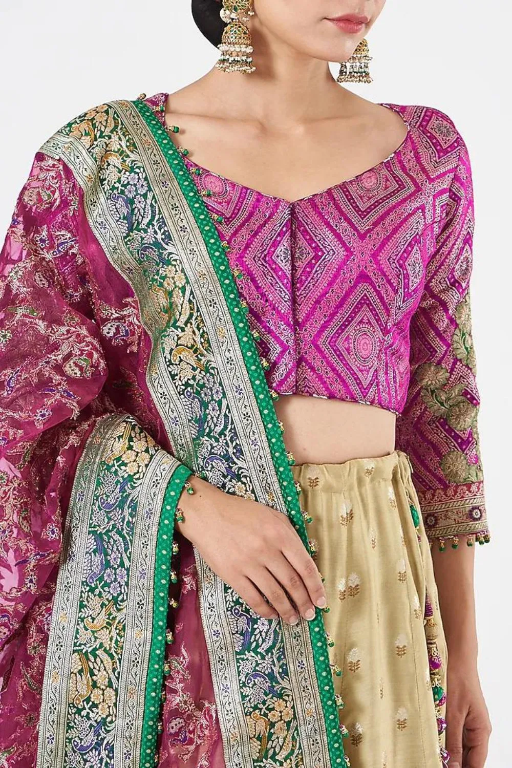 Beige Pure Pink Lehenga Set