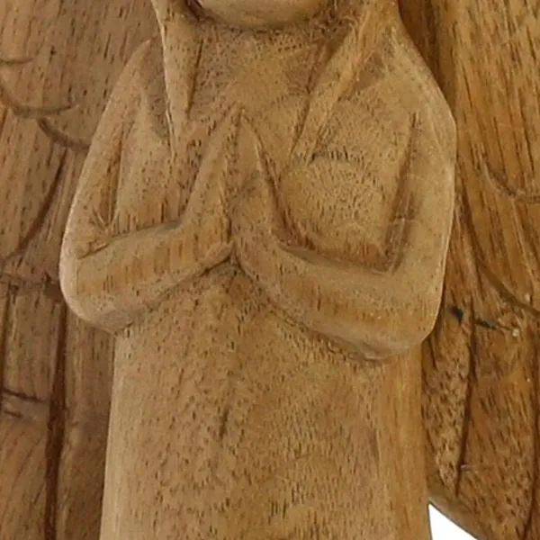 Benzara 8 Inches Elegantly Carved Wooden Angel Figurine, Brown