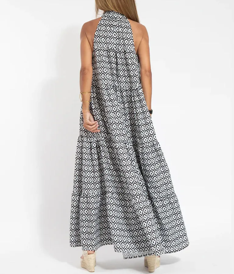 Boho Geometric Pattern Printed Maxi Dress