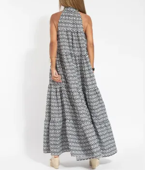 Boho Geometric Pattern Printed Maxi Dress