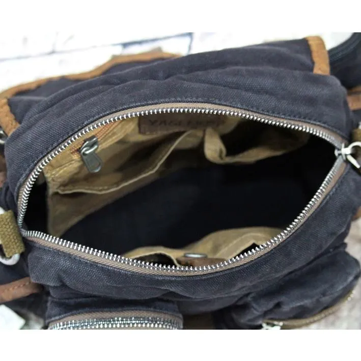 Canvas Black Mens Khaki Messenger Bags Small Postman Bag Canvas Courier Bag For Men
