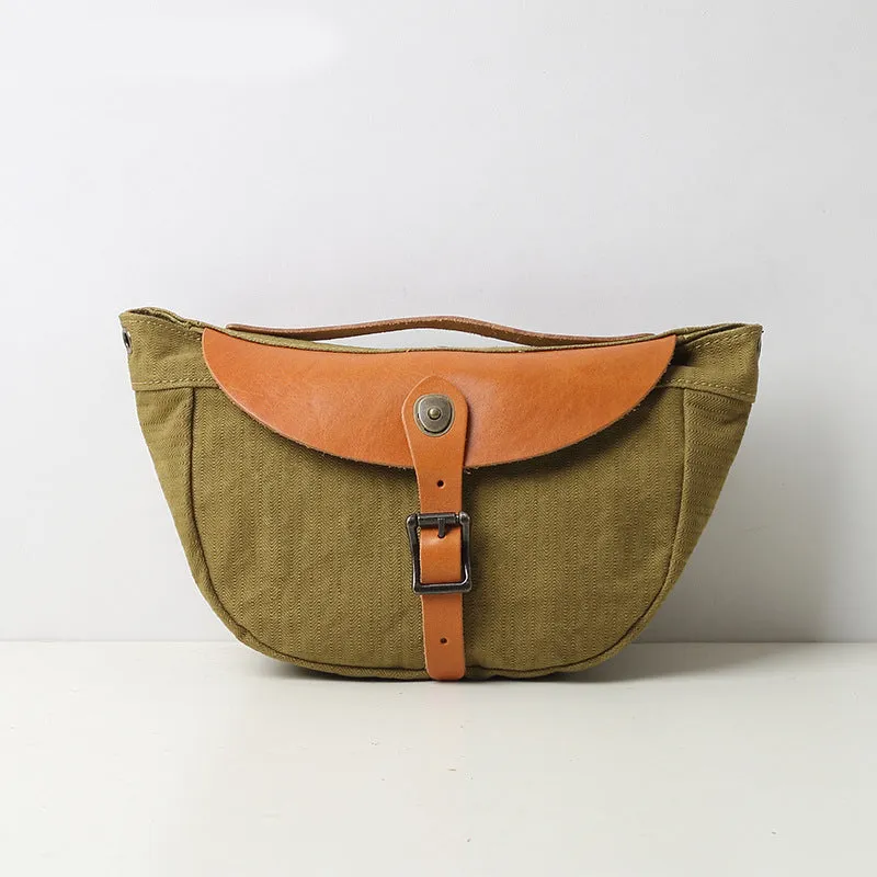 Canvas Crossbody Hobo Bags Canvas And Leather Shoulder Bag For Women