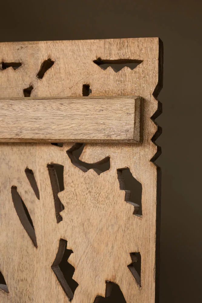 Carved Bird Design Wood Cabinet