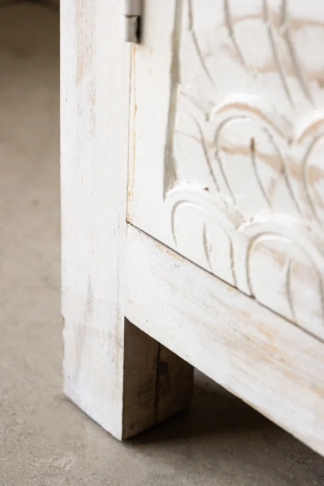 Carved Bird Design Wood Cabinet