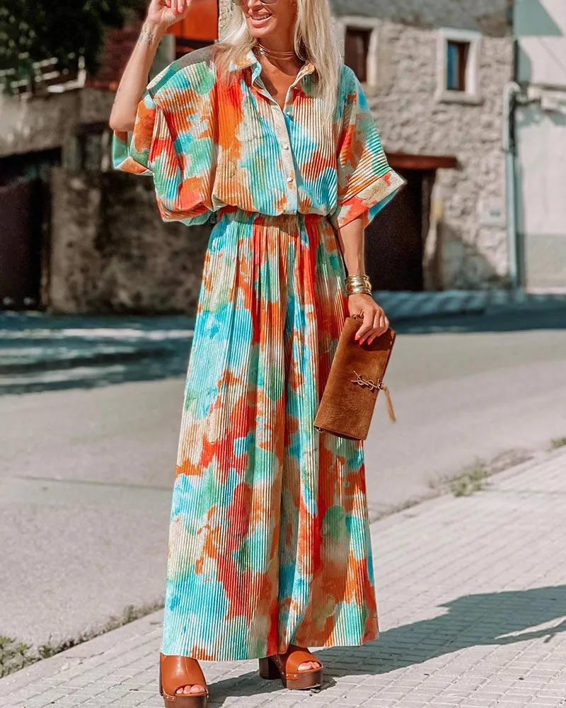 Casual bohemian smudge-dyed jumpsuit