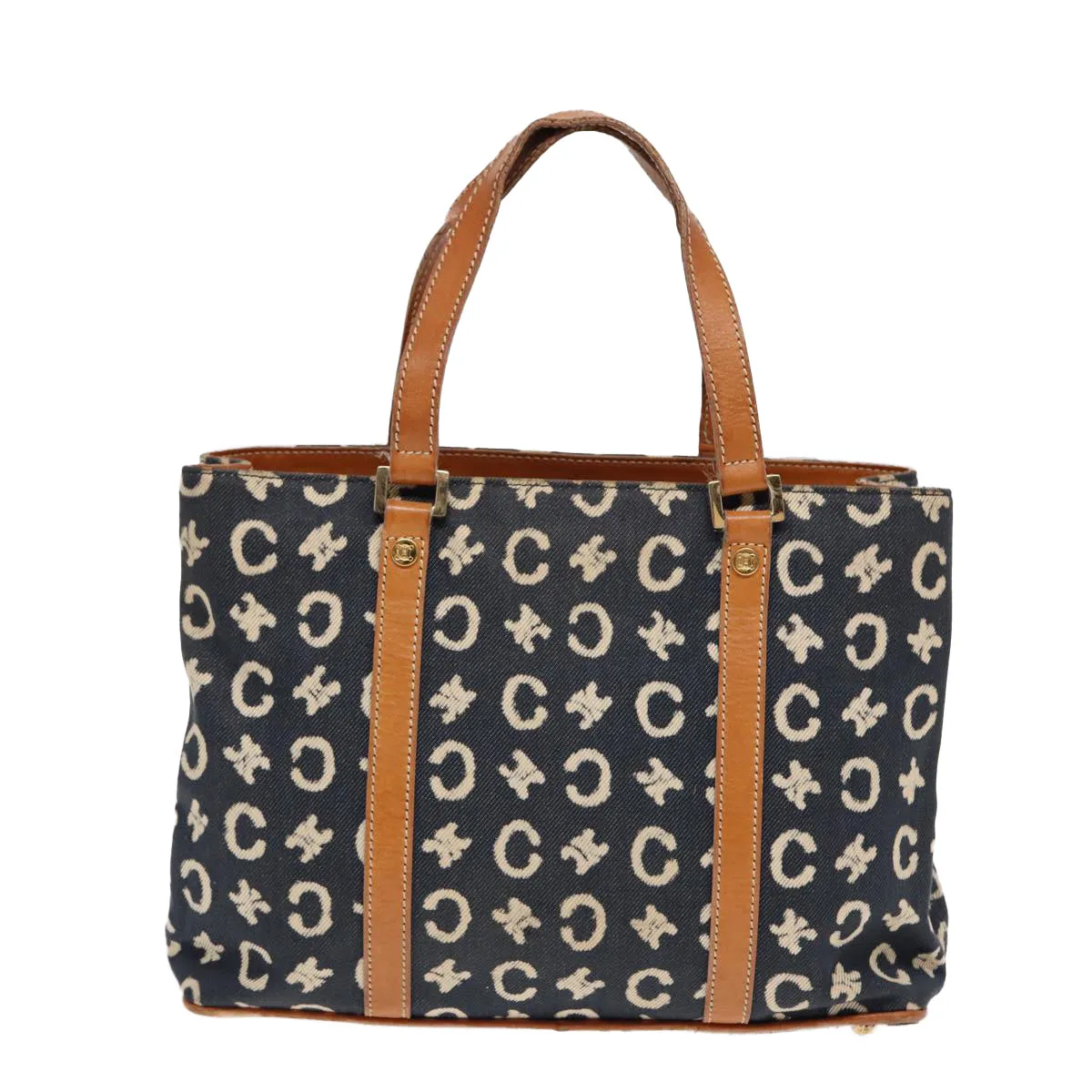 CELINE C Macadam Canvas Hand Bag Navy Auth bs16852