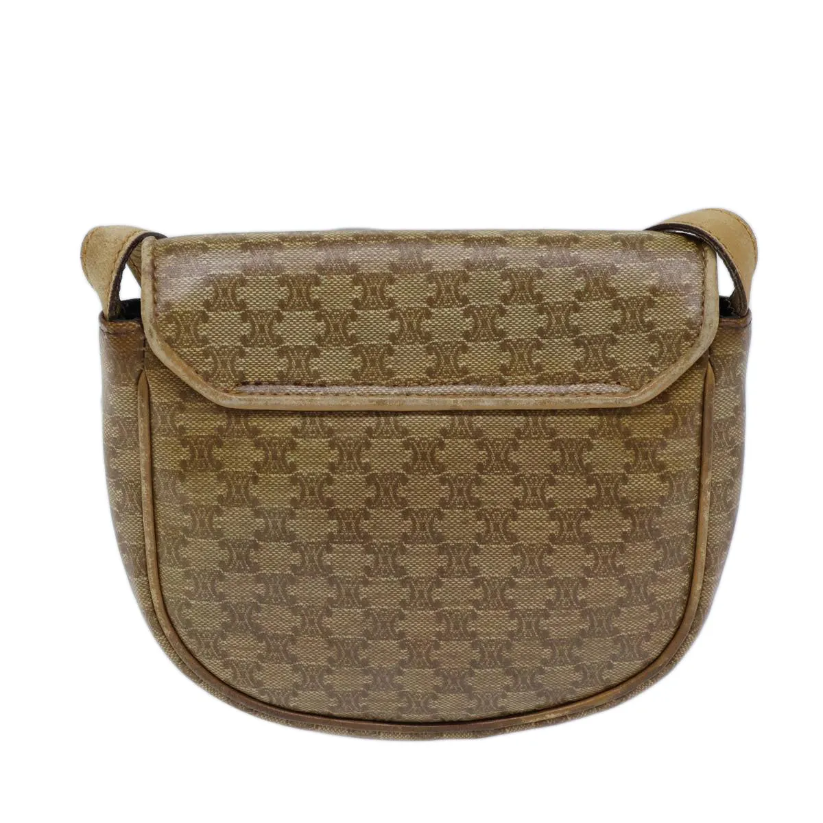 CELINE Macadam Canvas Shoulder Bag Coated Canvas Beige Auth 71434