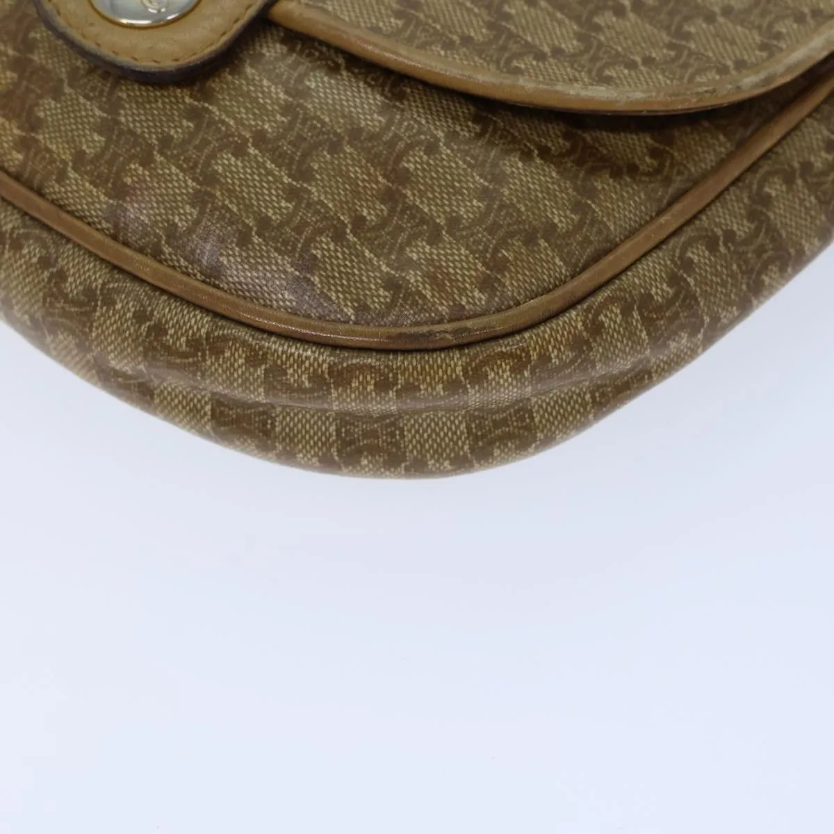 CELINE Macadam Canvas Shoulder Bag Coated Canvas Beige Auth 71434