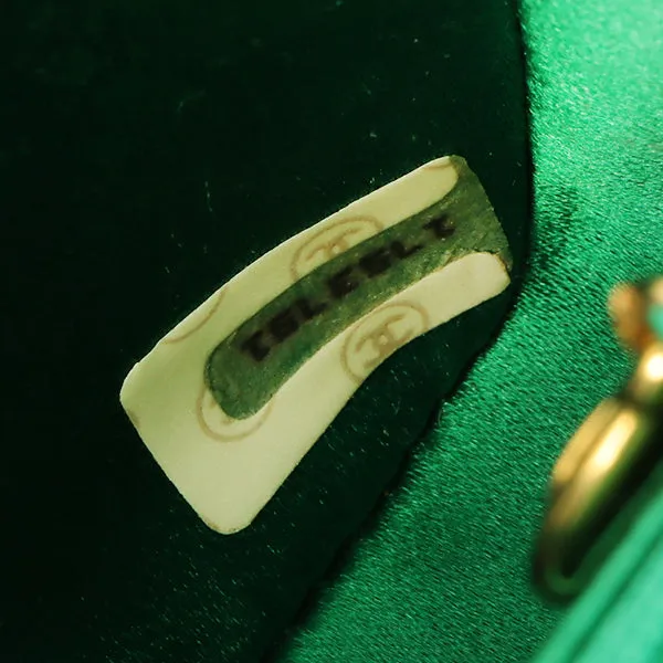 Chanel Around 1990 Made Silk Satin Diana Flap Bijou Chain Bag Mini Green