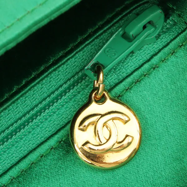 Chanel Around 1990 Made Silk Satin Diana Flap Bijou Chain Bag Mini Green