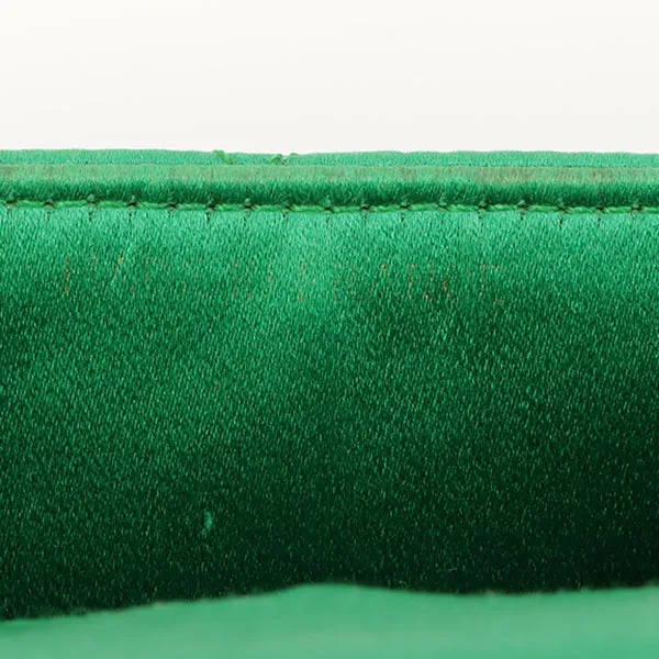 Chanel Around 1990 Made Silk Satin Diana Flap Bijou Chain Bag Mini Green