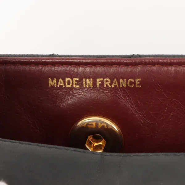 Chanel Around 1990 Made Straight Flap Turn-Lock Mini Chain Bag Black