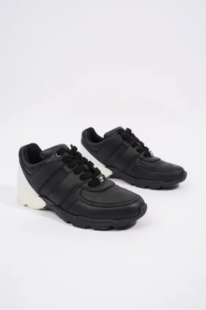 Chanel CC Logo Sneaker Black   White Leather EU 37 UK 4