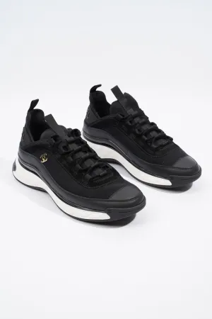 Chanel CC Logo Sneaker Black   White Nylon EU 41 UK 7
