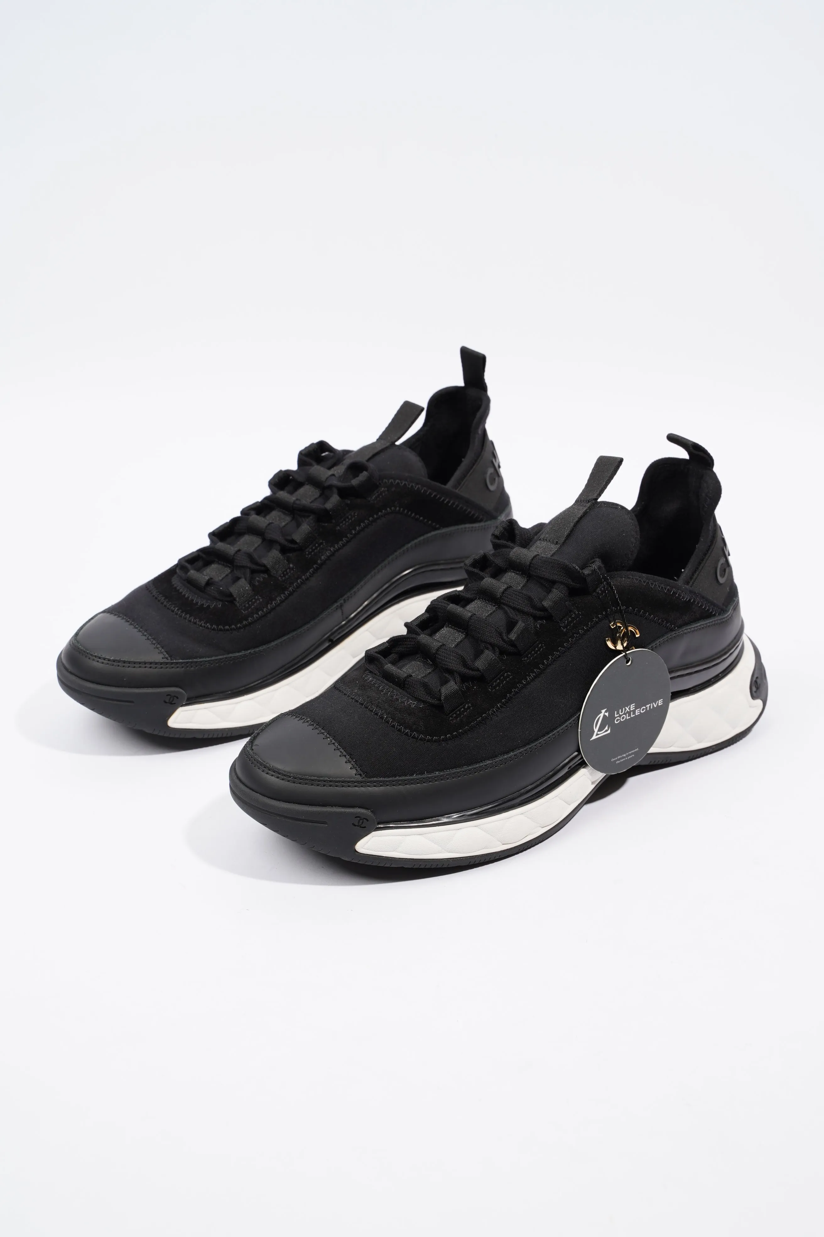 Chanel CC Logo Sneaker Black   White Nylon EU 41 UK 7