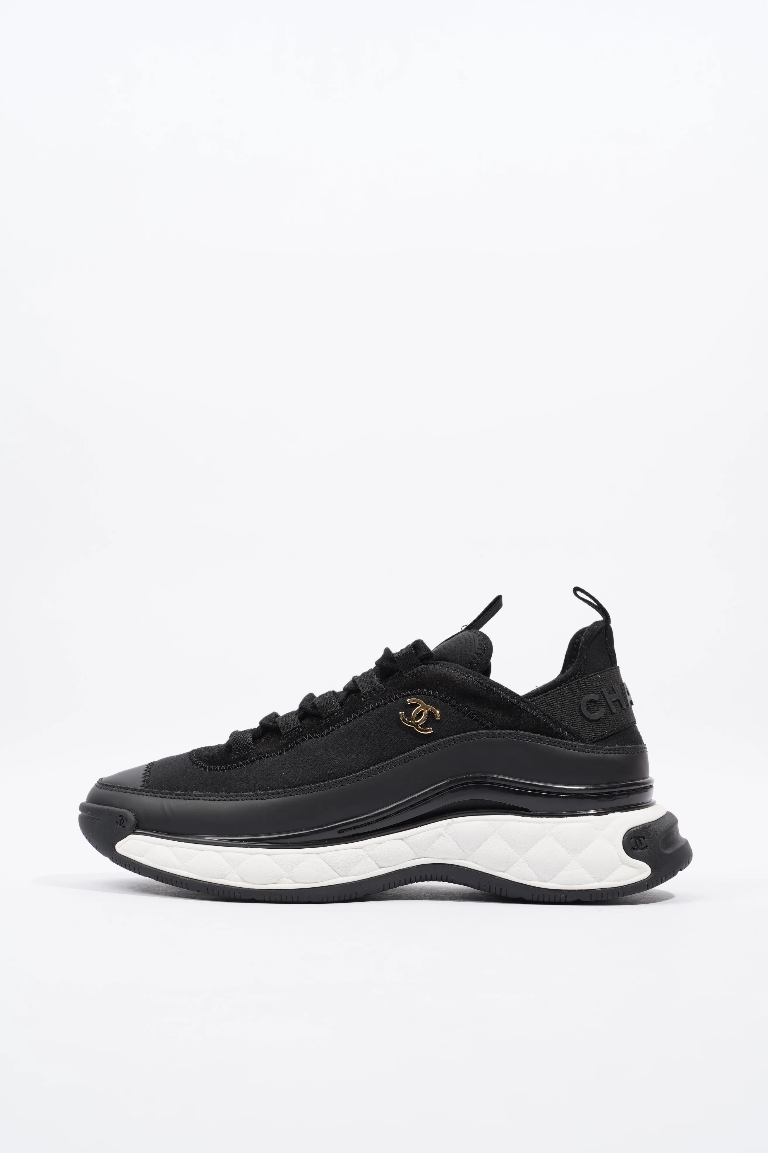 Chanel CC Logo Sneaker Black   White Nylon EU 41 UK 7