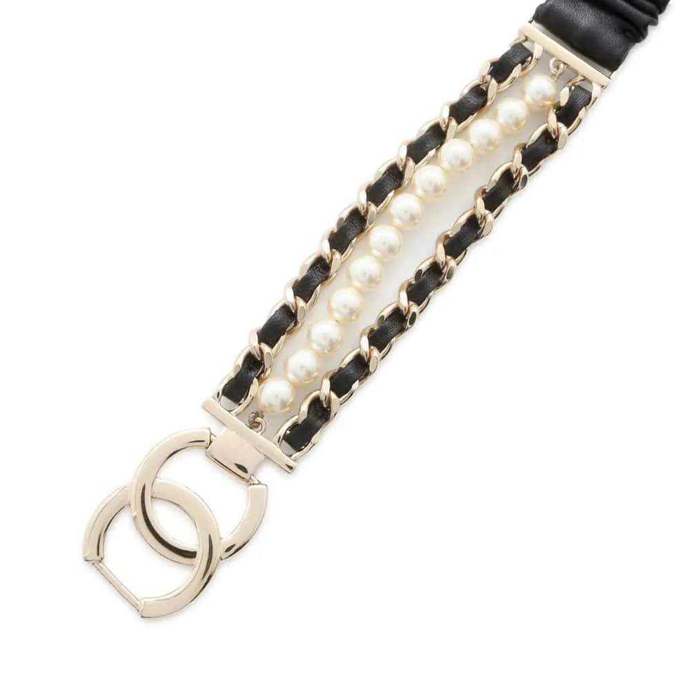 CHANEL CC Logo waist belt Black Lambskin