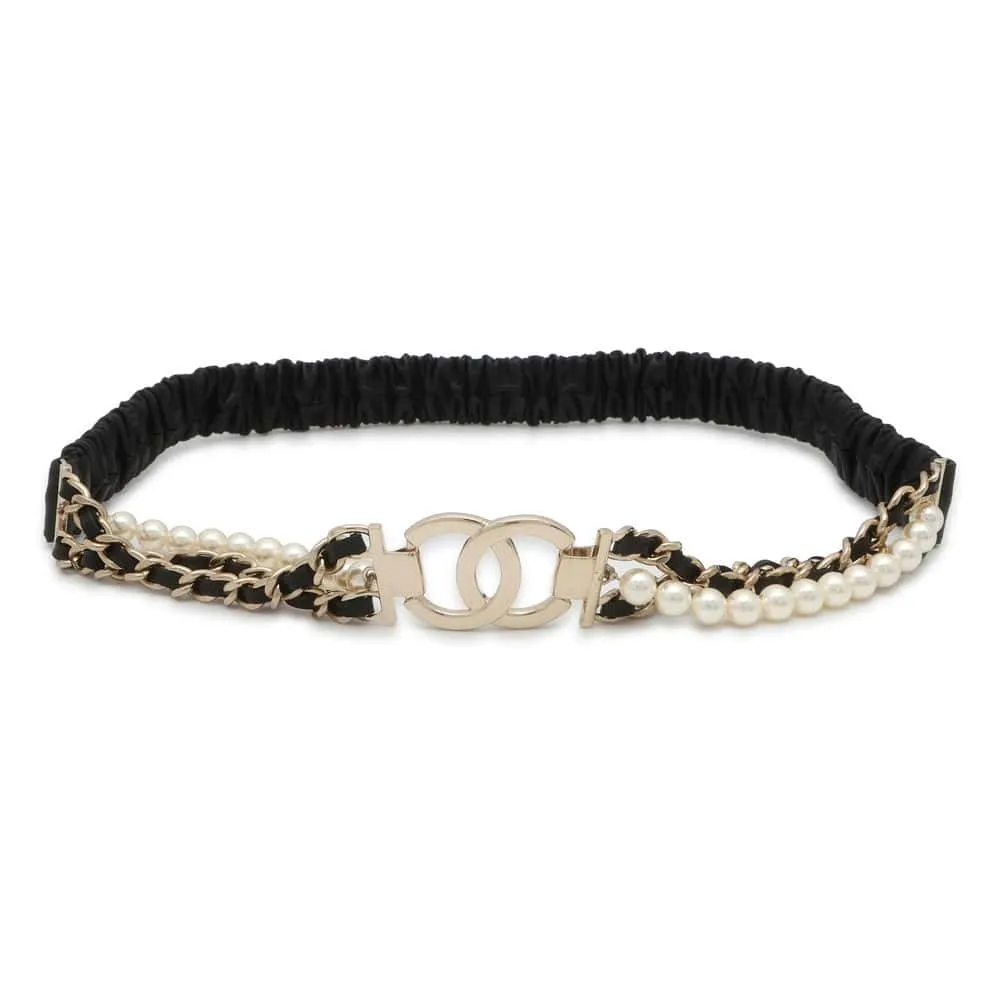CHANEL CC Logo waist belt Black Lambskin