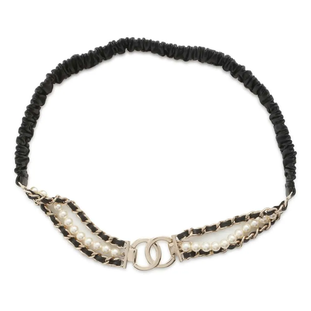 CHANEL CC Logo waist belt Black Lambskin