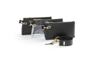 Classic Black PREMIUM LEATHER KEYPIT Set • Wristlet