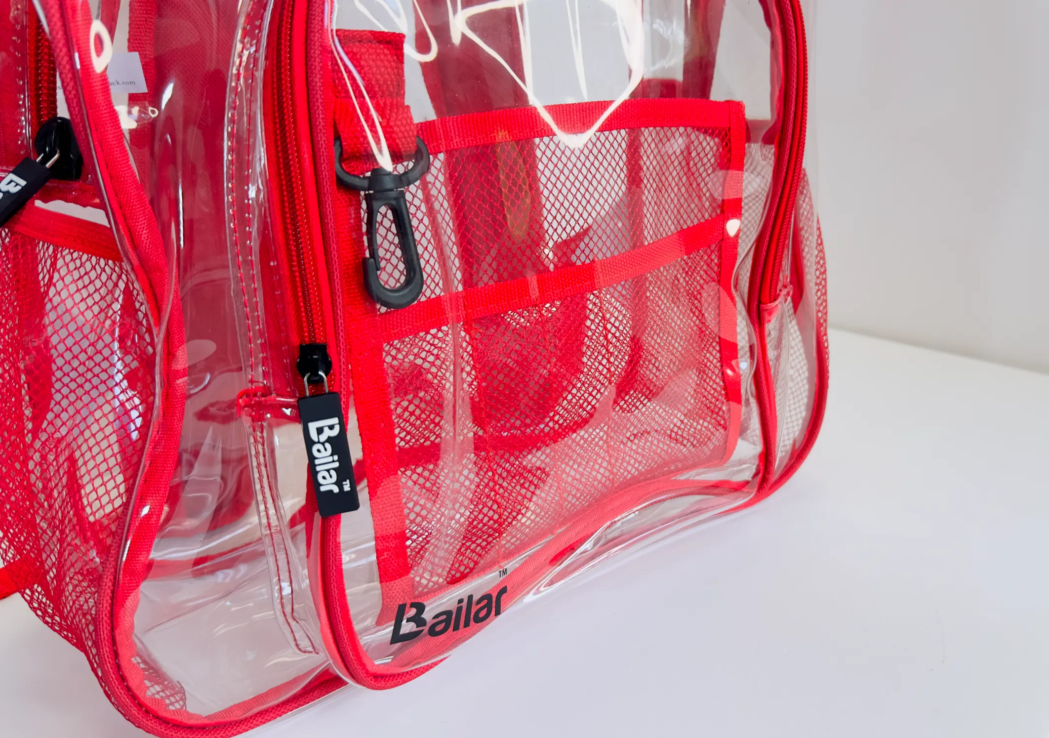 Clear Backpack Color Red