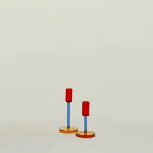 Color Block Candle Holder - Red/Blue